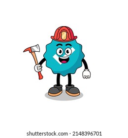 Cartoon mascot of verified sign firefighter , character design
