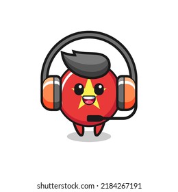 Cartoon mascot of vietnam flag badge as a customer service , cute style design for t shirt, sticker, logo element