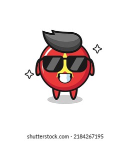 Cartoon mascot of vietnam flag badge with cool gesture , cute style design for t shirt, sticker, logo element