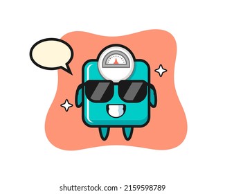 Cartoon mascot of weight scale with cool gesture , cute style design for t shirt, sticker, logo element