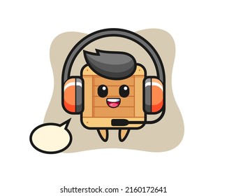 Cartoon mascot of wooden box as a customer service , cute style design for t shirt, sticker, logo element