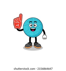 Cartoon mascot of yarn ball number 1 fans , character design