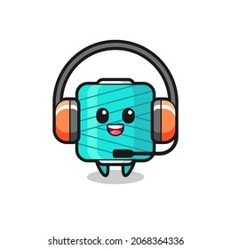 Cartoon mascot of yarn spool as a customer service , cute style design for t shirt, sticker, logo element