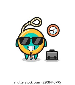 Cartoon mascot of yoyo as a businessman , cute design