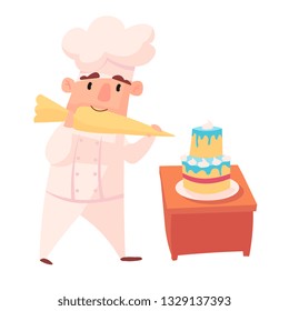 Cartoon mascots in various dynamic poses. chef in white hat,