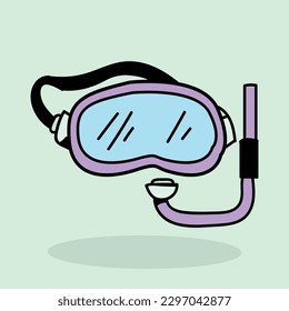 Caricatura de una máscara para el submarinismo y una máscara para el submarinismo