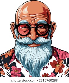 Cartoon Master Roshi in Japanese anime one piece , Tshirt Design , Vector illustration