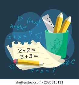 Cartoon math class concept background Vector