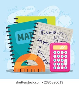 Cartoon math class concept background Vector
