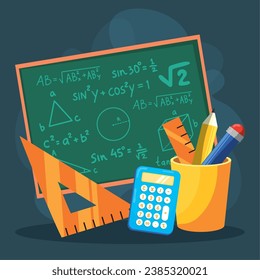 Cartoon math class concept background Vector