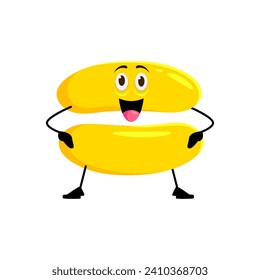 Cartoon math equal sign character. Isolated vector cute, funny symbol for mathematics equation tasks personage with smiling face, adorable playful and quirky expression. School educational arithmetic