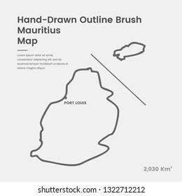 Cartoon Mauritius Map, Hand Drawn Mauritius Map, Doodle Mauritius Map Vector Outline Style Map Information