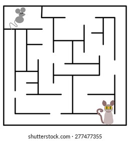 Cartoon maze with a cat and mouse