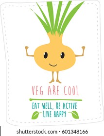 cartoon mdoern style fruit and vegetable character, part of a set