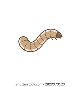 Cartoon mealworm larva crawling on white background vector