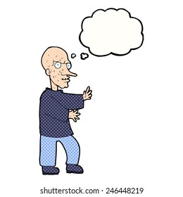 cartoon mean looking man with thought bubble