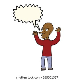 cartoon mean man with speech bubble