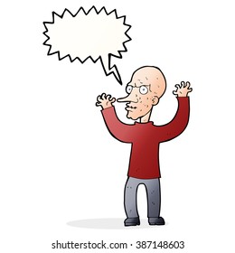 cartoon mean man with speech bubble