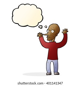 cartoon mean man with thought bubble