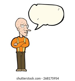 cartoon mean old man with speech bubble