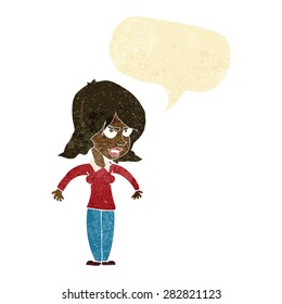 cartoon mean woman with speech bubble