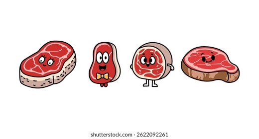 cartoon meat character illustration vector