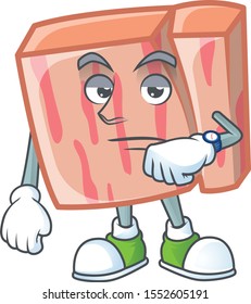 Cartoon meat in the character mascot waiting