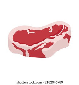 Cartoon meat products. Steaks, pork, lumb and beef vector set. Fras, raw farm meat concept isolated on white background