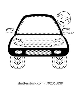 cartoon mechanic and car icon