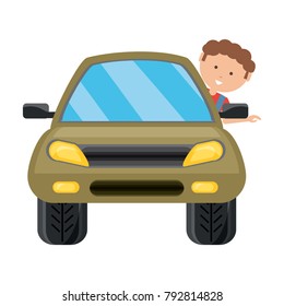 cartoon mechanic and car icon