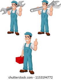 Cartoon mechanic collection set
