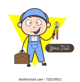 Cartoon Mechanic Happy Expression Vector Illustration