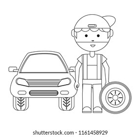 cartoon mechanic icon