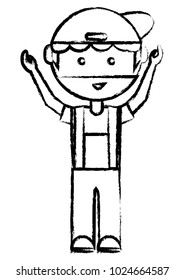 cartoon mechanic man icon