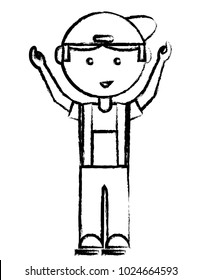 cartoon mechanic man icon