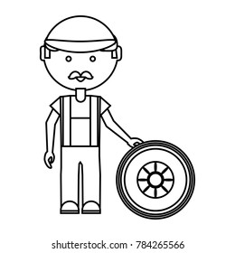cartoon mechanic man icon