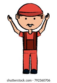 cartoon mechanic man icon