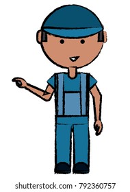 cartoon mechanic man icon