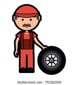 cartoon mechanic man icon