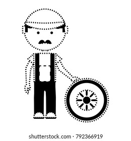 cartoon mechanic man icon