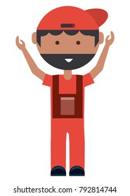 cartoon mechanic man icon
