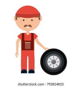 cartoon mechanic man icon