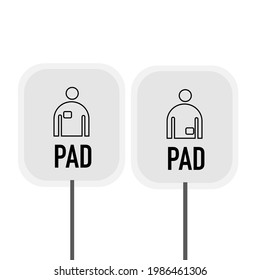 Cartoon of a medical electric paddle, AED paddle, Chest paddle or soft paddle.