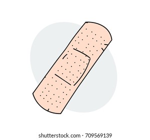 Cartoon medical patch cartoon hand drawn image. Original colorful artwork, comic childish style drawing.