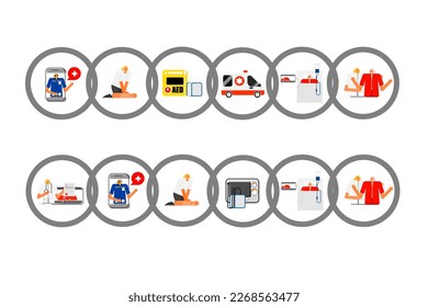 Cartoon of Medical survival guide for cardiac arrests patient.