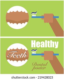 Cartoon medical Vector illustration of dental symbols poster