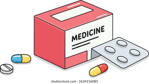 Cartoon Medicine Box Pills Tablets Pharmaceutical Product Healthcare Packaging