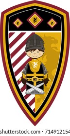 Cartoon Medieval Crusader Knight with Swords