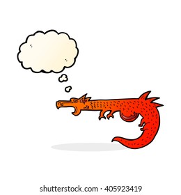 cartoon medieval dragon with thought bubble