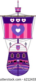 Cartoon Medieval Heart Ship